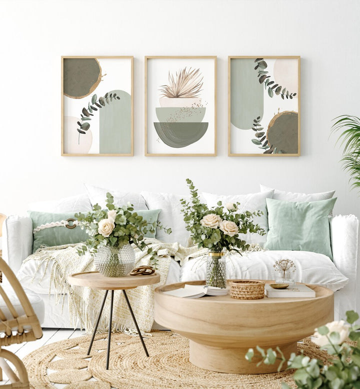 Transform your space with the WILD AND GREEN BOHO SET, SET OF 3 PAINTINGS showcasing vibrant, earthy designs.