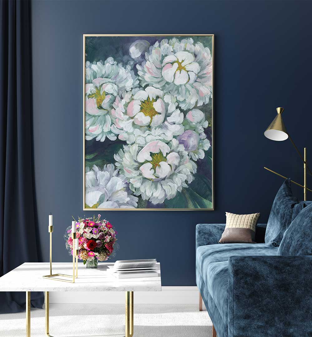 WILLOH PAINTERLY PEONIES , FLORAL FLOWER PAINTINGS