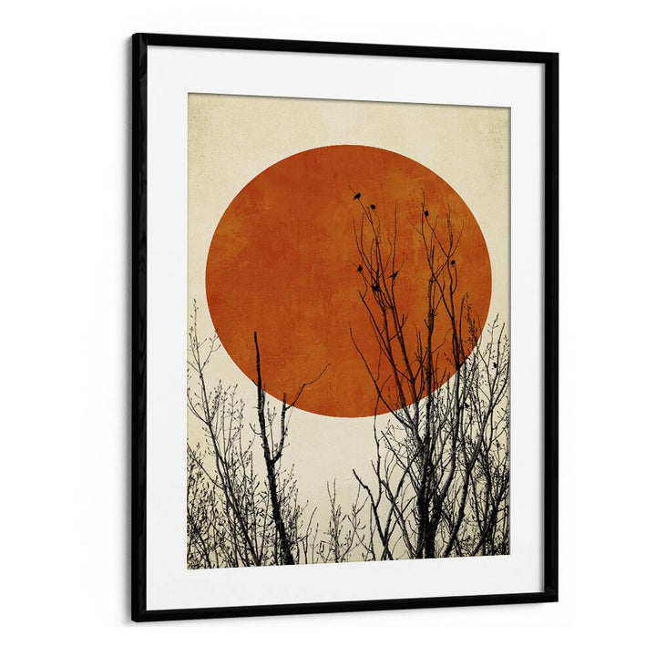 Stunning WINTER GLOW landscape painting by KUBISTIKA, framed for a tranquil winter ambiance at Asianmonk.