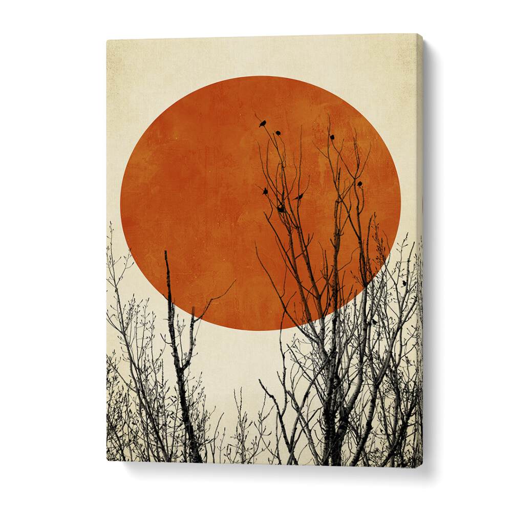 Bold winter landscape painting, "WINTER GLOW," by KUBISTIKA, available at Asianmonk, evoking tranquility and calm.