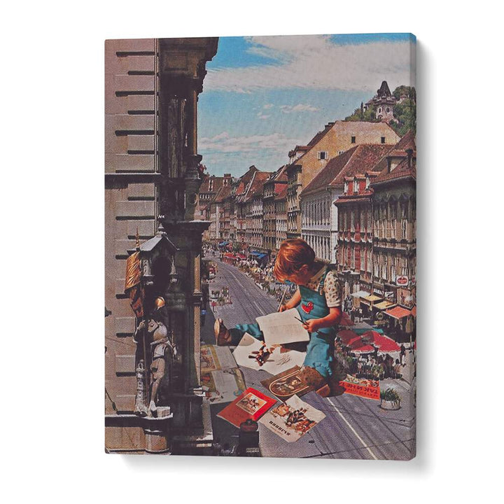 Explore the imaginative scene of WORK ON TIME, SURREAL ART PRINTS by Space Rocket Art, perfect for unique decor.