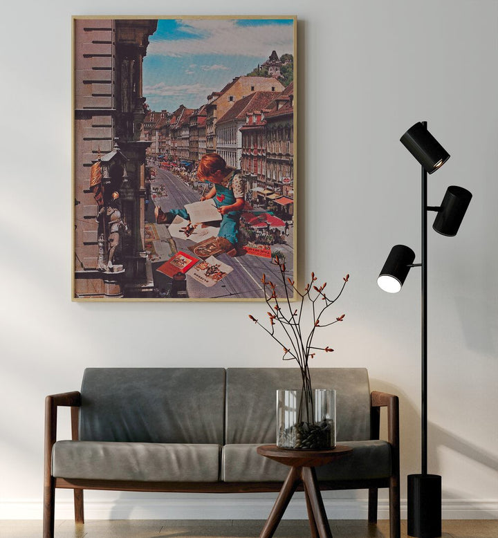 Surreal art prints like "WORK ON TIME" by Space Rocket Art transform any space with imaginative creativity.