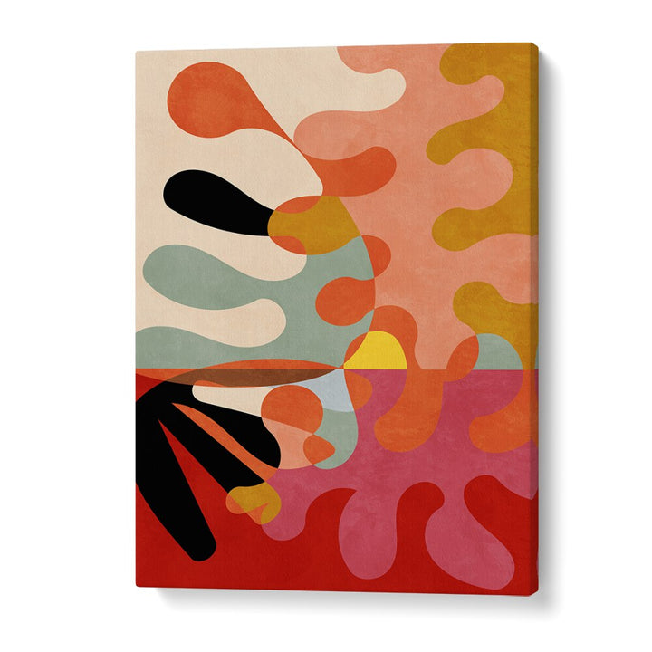 Warm Colors Geo V, abstract paintings by Ana Rut Bre showcase vibrant shapes on premium canvas, embodying modern elegance.