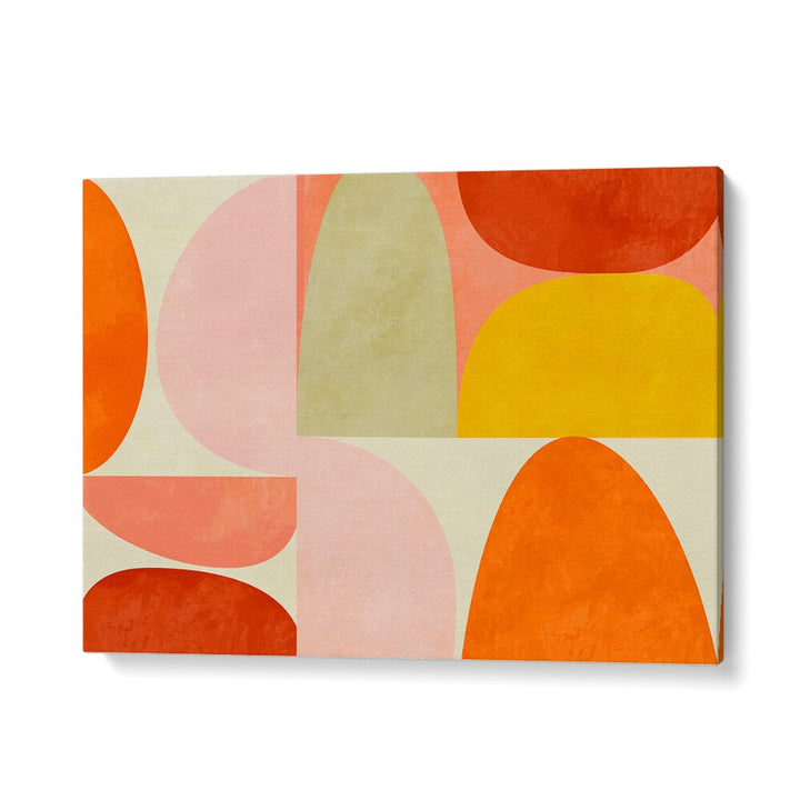 Colorful abstract art titled WARM PASTEL GEOMETRY, ABSTRACT PAINTINGS by Ana Rut Bre, perfect for any modern space.