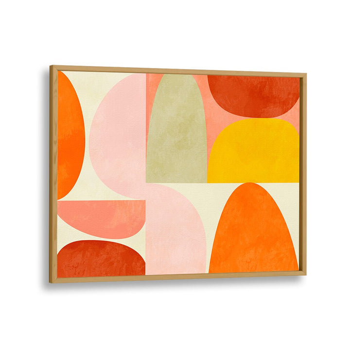 Warm Pastel Geometry, abstract paintings by Ana Rut Bre, feature vibrant colors in a stylish oak frame. Perfect for any space.