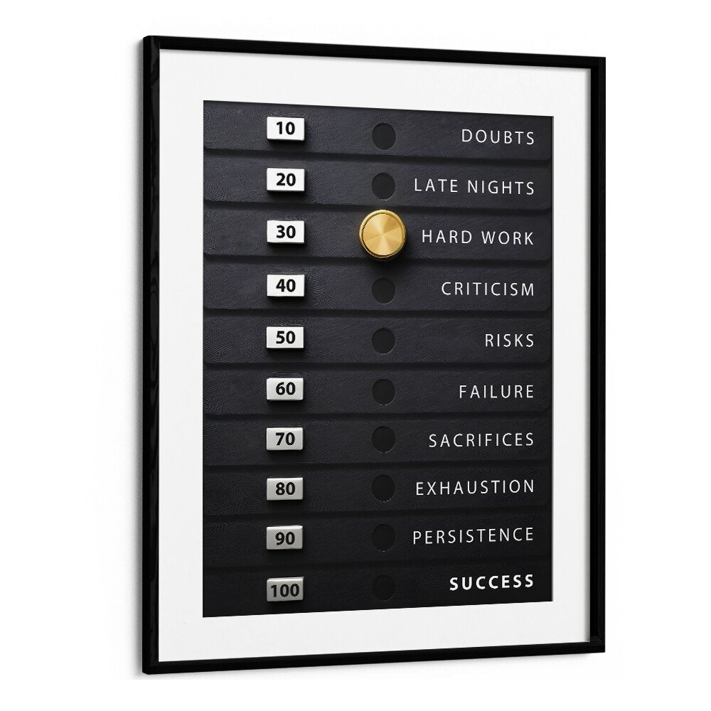 Stylish WEIGHT OF SUCCESS, QUOTES poster in a black frame, perfect for inspiring motivation in any space.