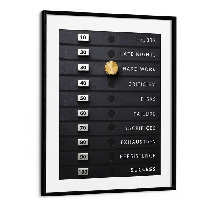 Stylish WEIGHT OF SUCCESS, QUOTES poster in a black frame, perfect for inspiring motivation in any space.