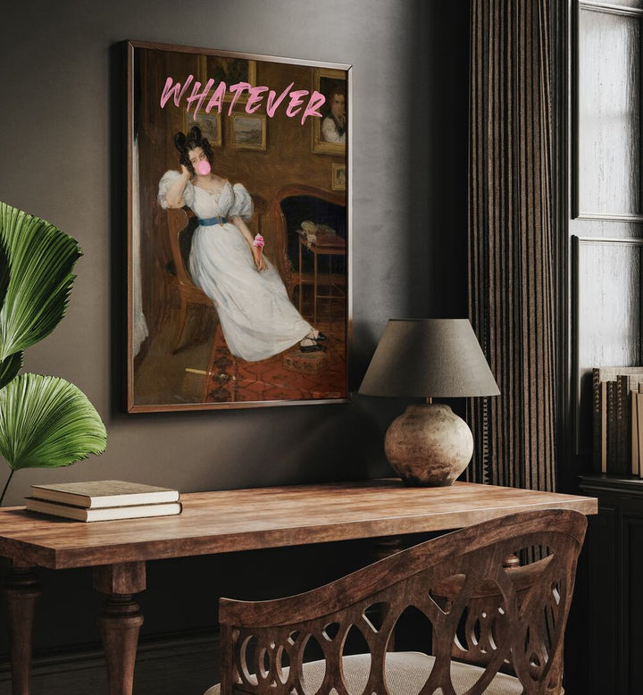 Stylish interior featuring WHATEVER, ALTERED ART PRINTS, blending classic and modern design for a unique decor touch.