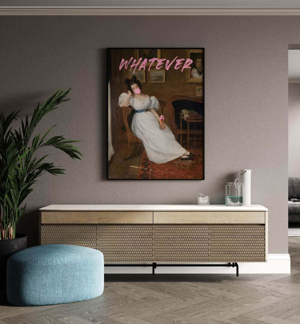 Stylish room featuring WHATEVER, ALTERED ART PRINTS by The Art Concept, blending classic and modern aesthetics.