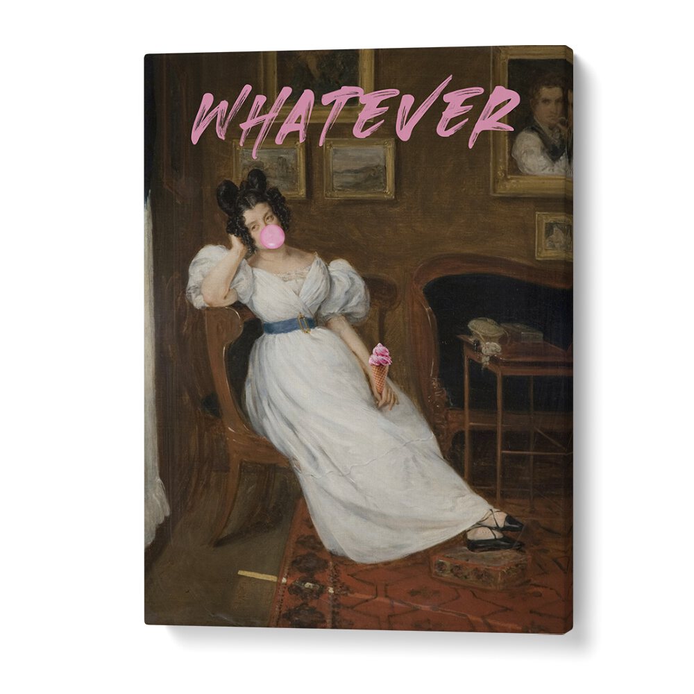 WHATEVER, ALTERED ART PRINTS feature a whimsical design blending classic art with modern flair. Perfect for any space.
