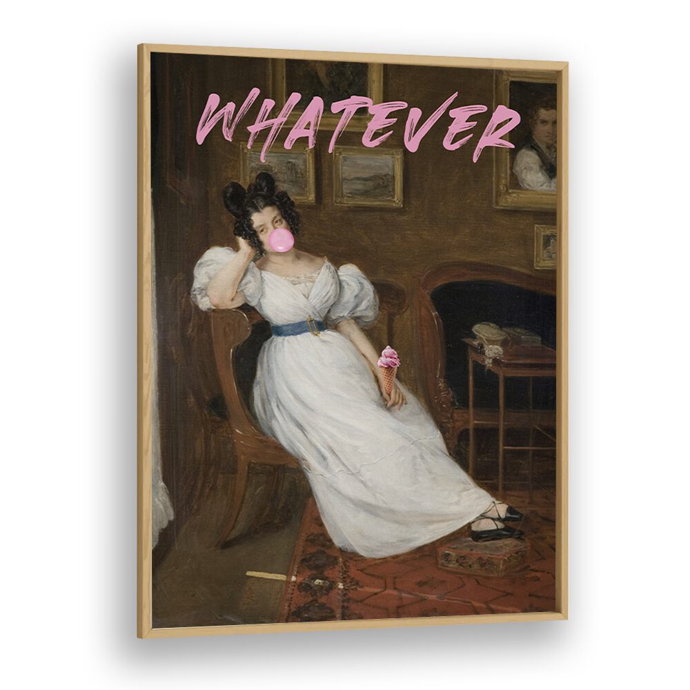 Stylish WHATEVER, ALTERED ART PRINTS framed in oak, blending classic art with modern flair by The Art Concept.
