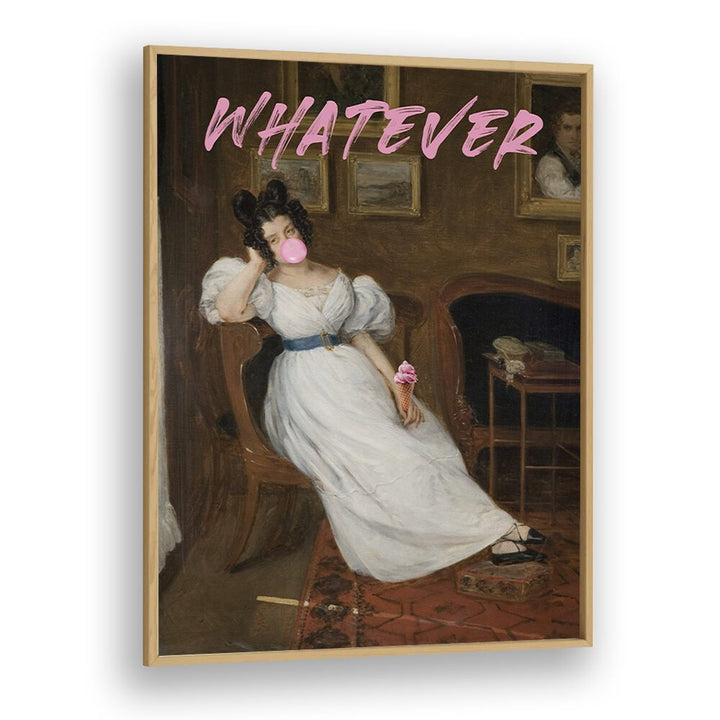Stylish WHATEVER, ALTERED ART PRINTS framed in oak, blending classic art with modern flair by The Art Concept.