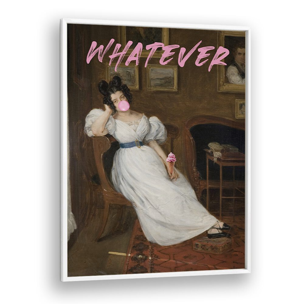 WHATEVER, ALTERED ART PRINTS featured in a white frame, blending classic art with modern flair by The Art Concept.