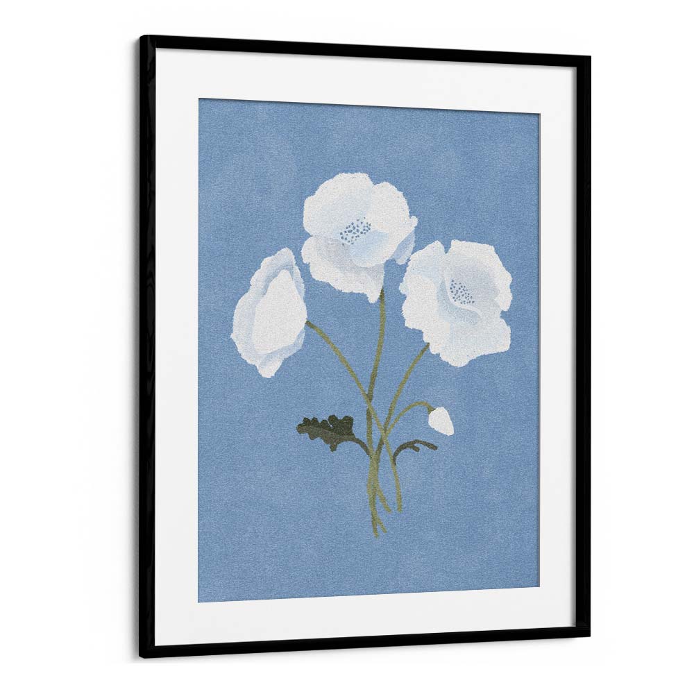 Elegant WHITE ON BLUE, FLORAL FLOWER PAINTINGS by Goed Blauw enhance your space with serene botanical beauty.