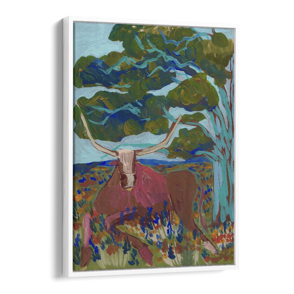 Vibrant TEXAS HILL COUNTRY LONGHORN, ANIMAL PAINTINGS by Eleanor Baker, showcasing Texas' natural beauty in decor.