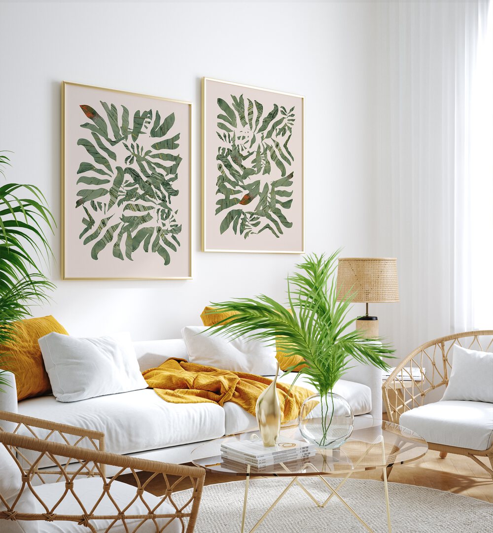 Brighten your home with the WILDLEAF SYMPHONY SET, SET OF 2 PAINTINGS, showcasing vibrant, nature-inspired designs.