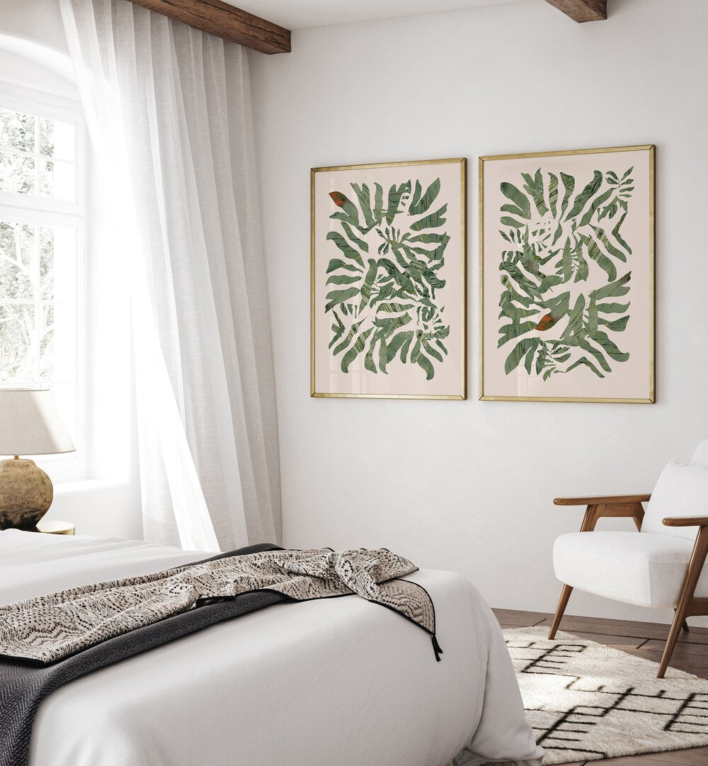 Enhance your home with the WILDLEAF SYMPHONY SET, SET OF 2 PAINTINGS, showcasing vibrant nature-inspired designs.