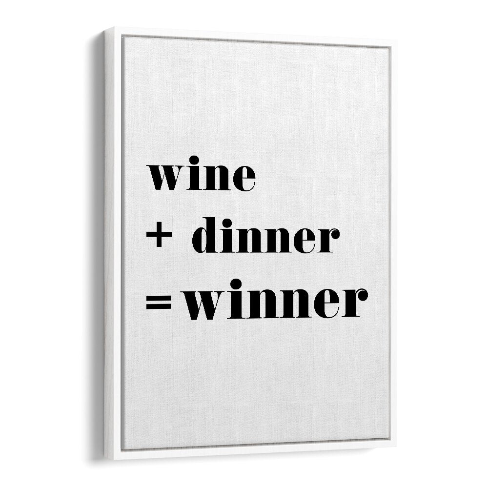 Creative typography poster featuring "wine + dinner = winner," perfect for inspiring decor. WINNER, QUOTES by 1 X STUDIO.