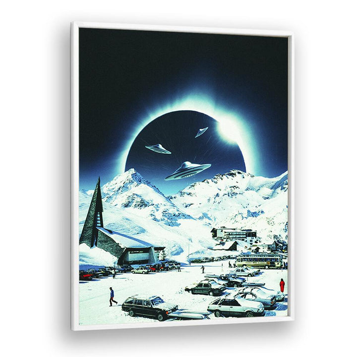 WINTER ECLIPSE, SURREAL ART PRINTS showcase stunning surrealism with a captivating snowy landscape by Taudalpoi.