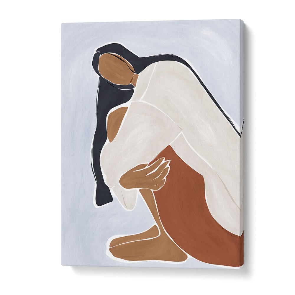 Stunning WOMAN EMBRACING , PORTRAITS artwork by Ivy Green, celebrating self-love and empowerment on premium canvas.