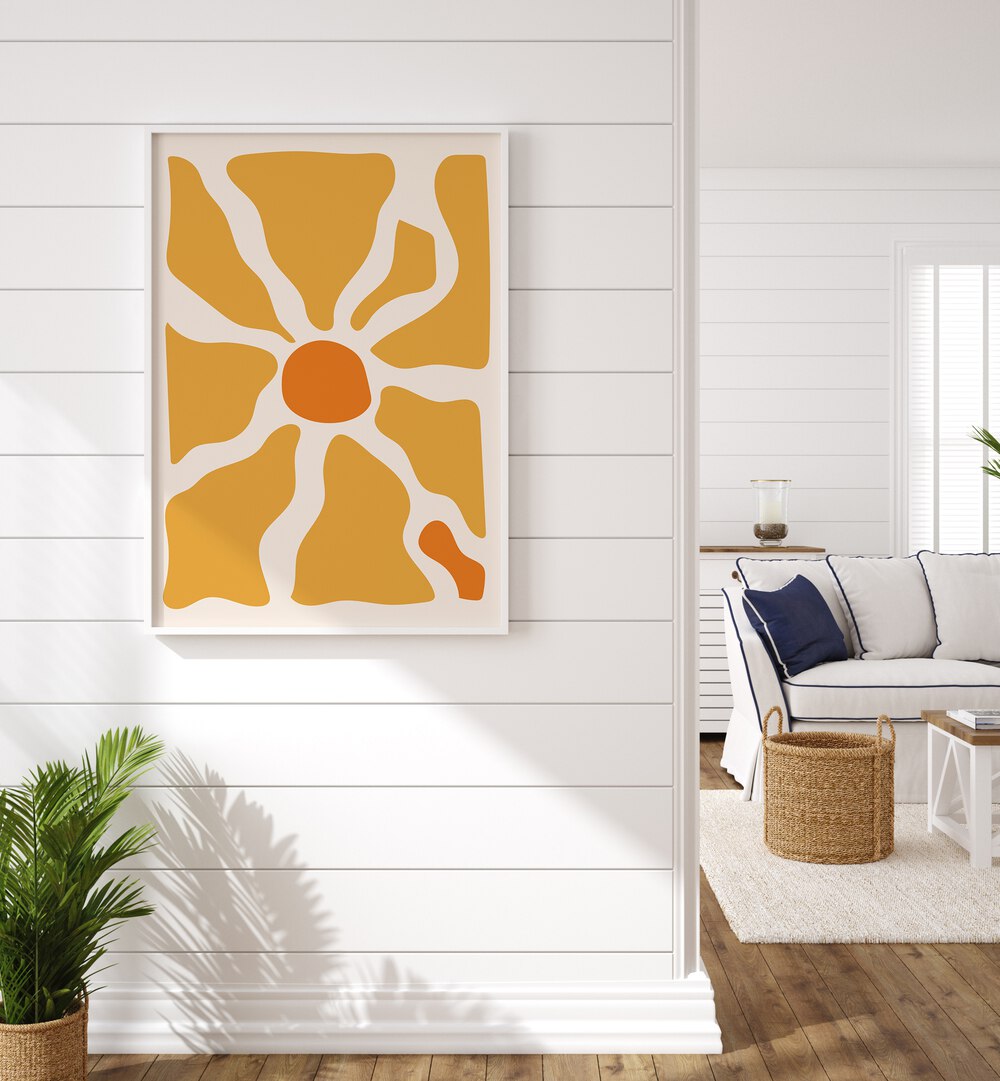 Yellow lagoon-I boho wall art painting artwork Hanged on a Wall