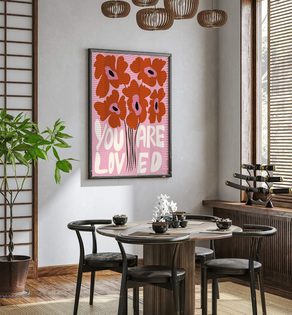 Bright and vibrant "You Are Loved, Floral Flower Paintings" from Miho Art Studio enhance any space with charm.