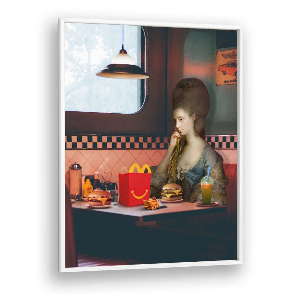 Embrace nostalgia with YOU LEFT ME THROWN, ALTERED ART PRINTS in a sleek white frame, perfect for home decor.
