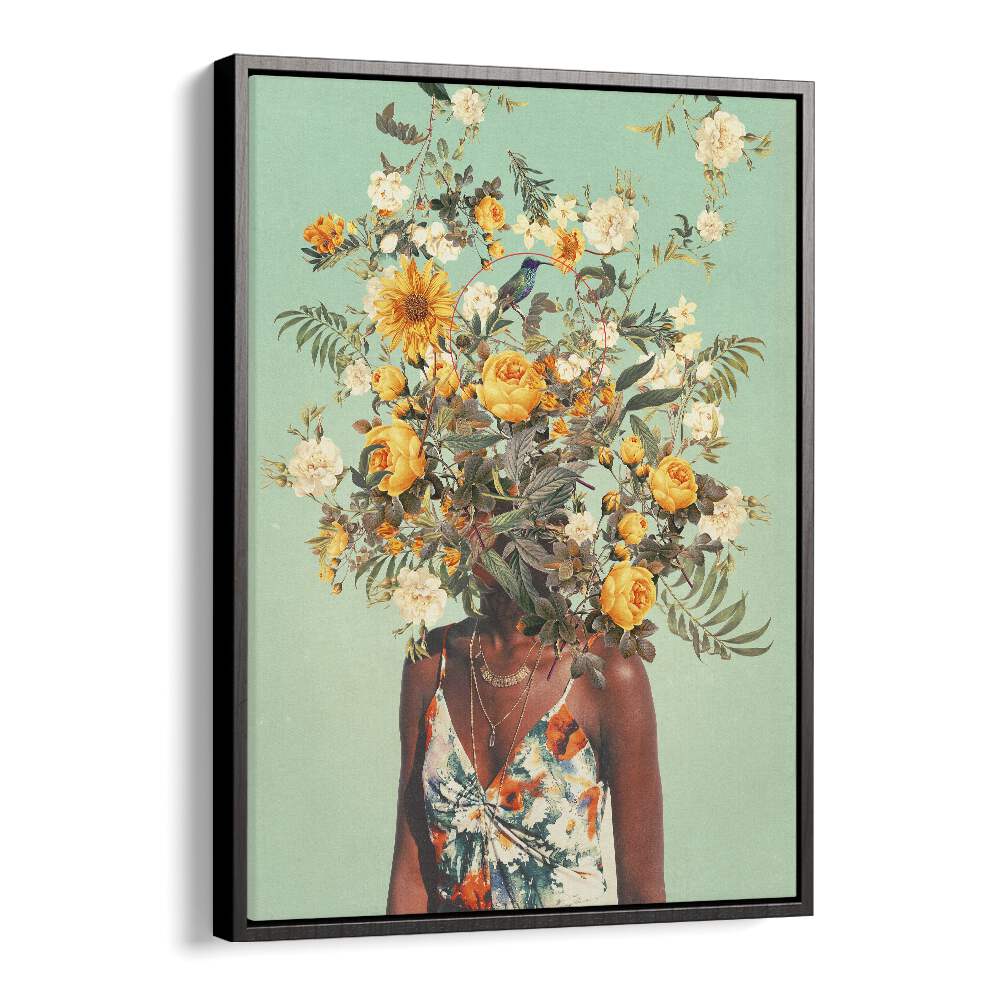 Surreal art print "YOU LOVED THOUSAND SUMMERS AGO" by Frank Moth, featuring a floral headpiece design.