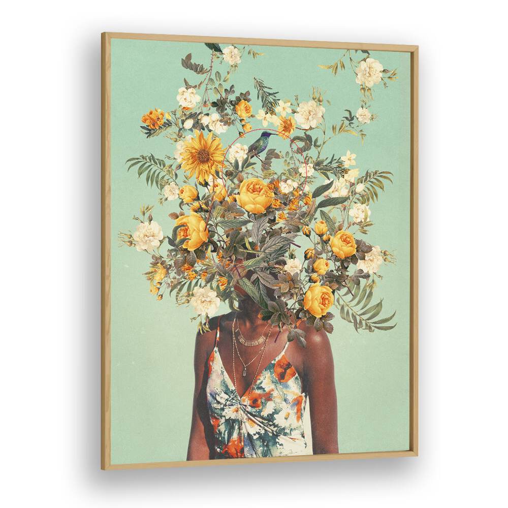 Surreal art print "YOU LOVED THOUSAND SUMMERS AGO" by Frank Moth, featuring vibrant floral elements and a unique subject.