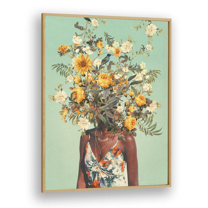 Surreal art print "YOU LOVED THOUSAND SUMMERS AGO" by Frank Moth, featuring vibrant floral elements and a unique subject.