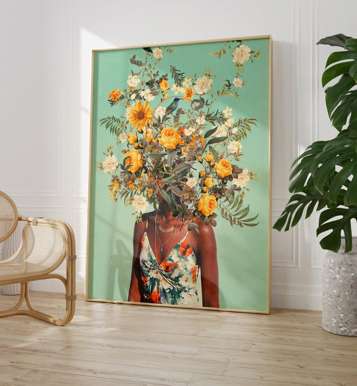Surreal art print "You Loved A Thousand Summers Ago" by Frank Moth, featuring vibrant flowers and a serene backdrop.