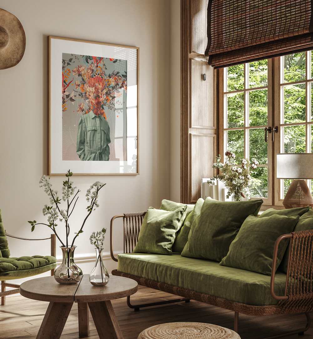 Stylish living room featuring YOU SMELL LIKE HOME, SURREAL ART PRINTS by Frank Moth, enhancing modern decor.