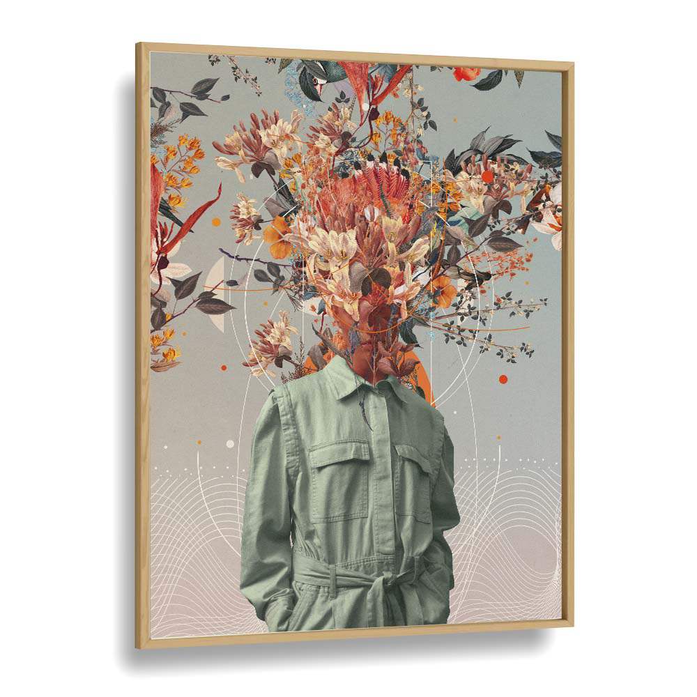 Surreal art print "YOU SMELL LIKE HOME" by Frank Moth, featuring vibrant flowers and a stylish figure in a frame.
