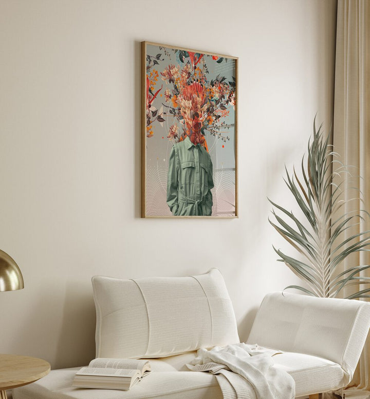 Framed YOU SMELL LIKE HOME, SURREAL ART PRINTS by Frank Moth, showcasing vibrant surrealism in a modern setting.