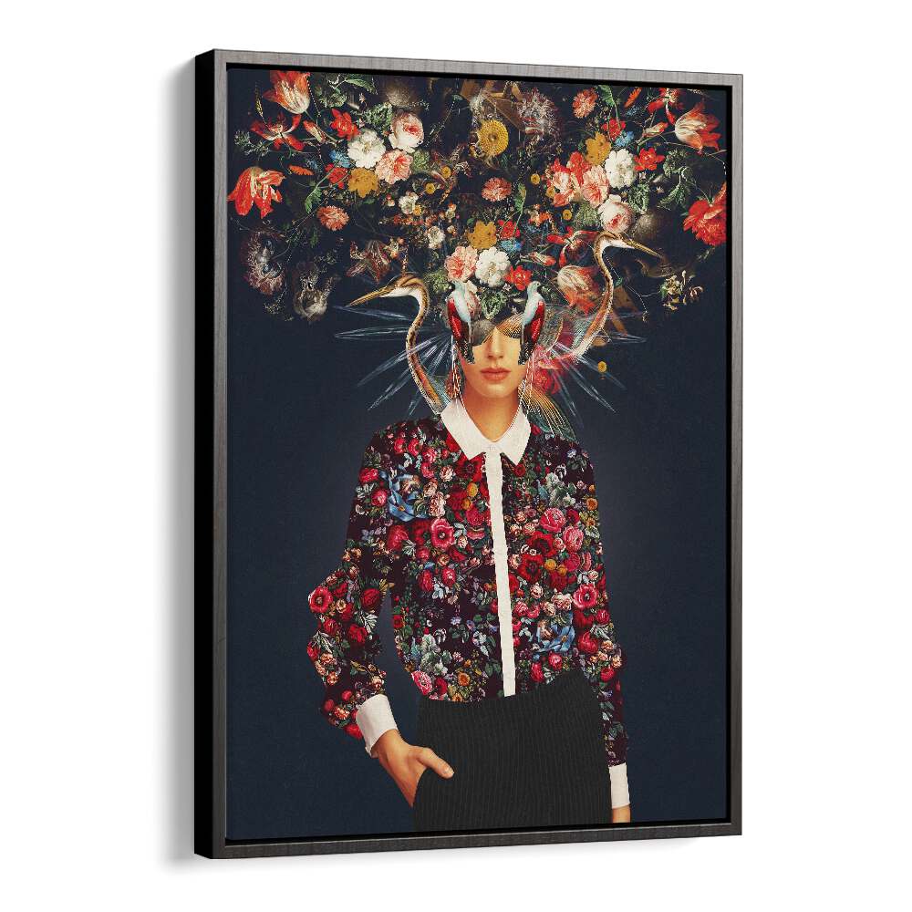 Captivating surreal art print, "Your Head Was Full of Colours," showcasing vibrant florals and imaginative design. Perfect for YOUR HEAD, SURREAL ART PRINTS.