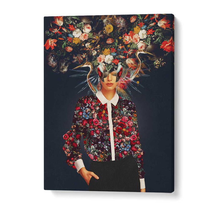 Vibrant surreal art print "YOUR HEAD, SURREAL ART PRINTS" by Frank Moth, featuring floral and colorful elements.