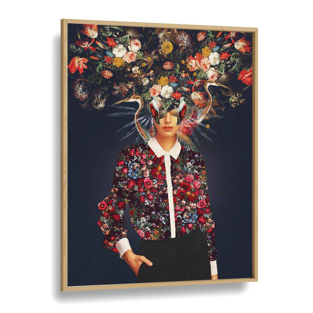 Surreal art print "YOUR HEAD , SURREAL ART PRINTS" by Frank Moth, featuring vibrant floral designs and unique colors.