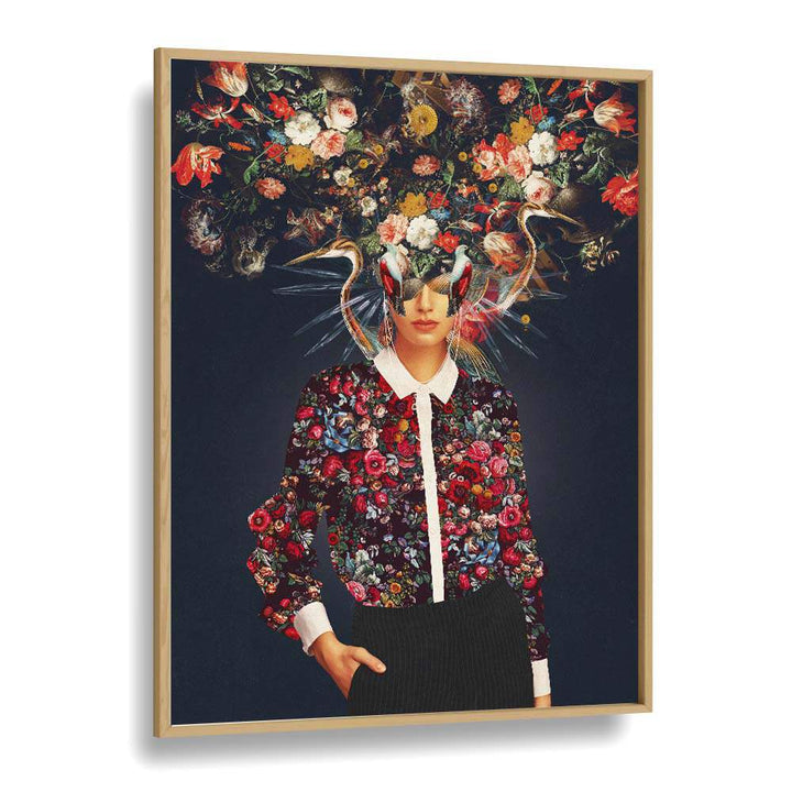 Surreal art print "YOUR HEAD , SURREAL ART PRINTS" by Frank Moth, featuring vibrant floral designs and unique colors.