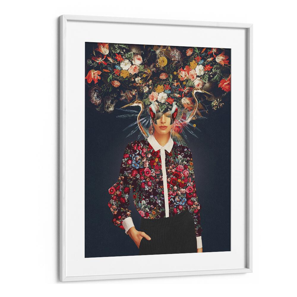 Surreal art print "Your Head Was Full of Colours That Had No Names" by Frank Moth in a white frame. YOUR HEAD , SURREAL ART PRINTS.