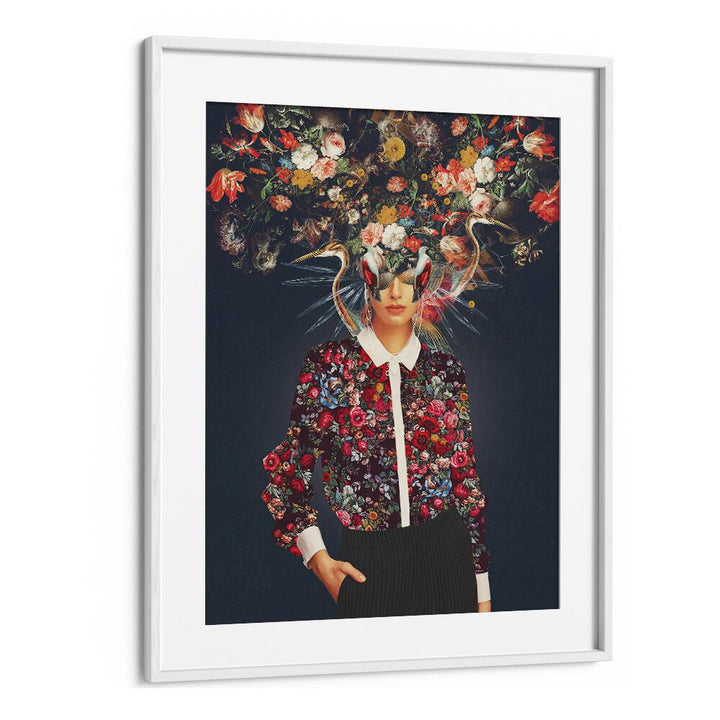Surreal art print "Your Head Was Full of Colours That Had No Names" by Frank Moth in a white frame. YOUR HEAD , SURREAL ART PRINTS.