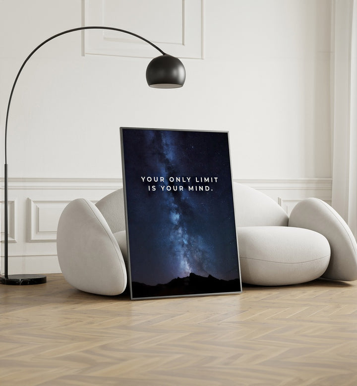 Transform your space with YOUR ONLY LIMIT IS YOUR MIND, QUOTES typography poster, inspiring motivation and potential.