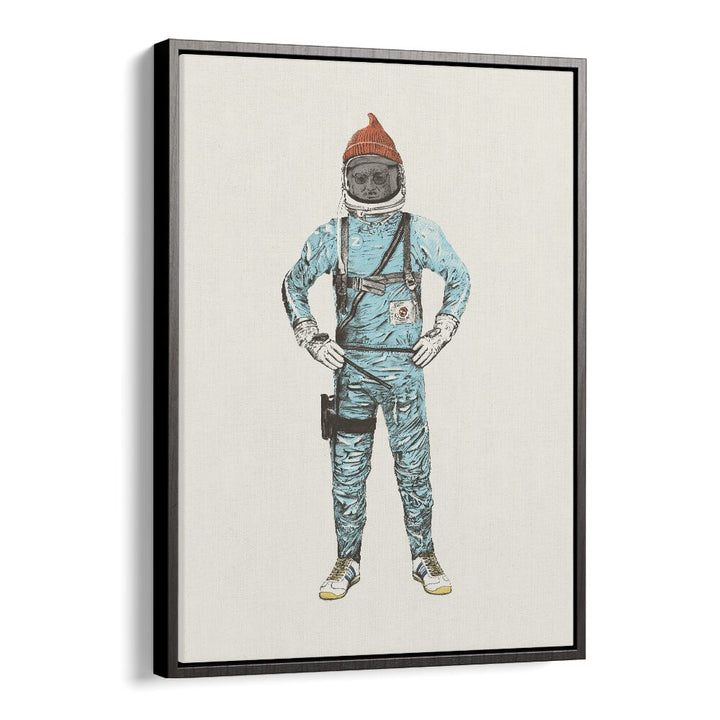 Framed print "Zissou In Space, Fantasy" by Florent Bodart features an astronaut in a whimsical cosmic journey.