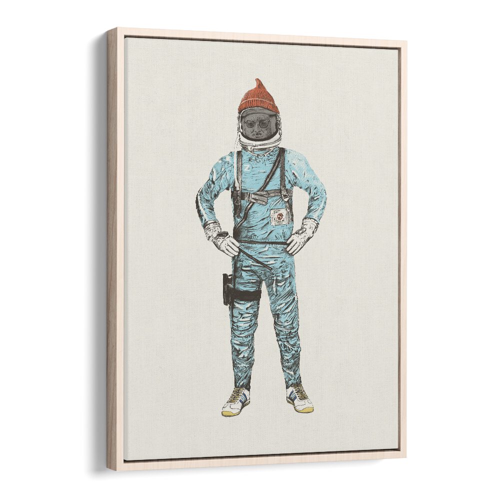 Framed print of Zissou in Space, Fantasy art by Florent Bodart, blending whimsical style with cosmic adventure.