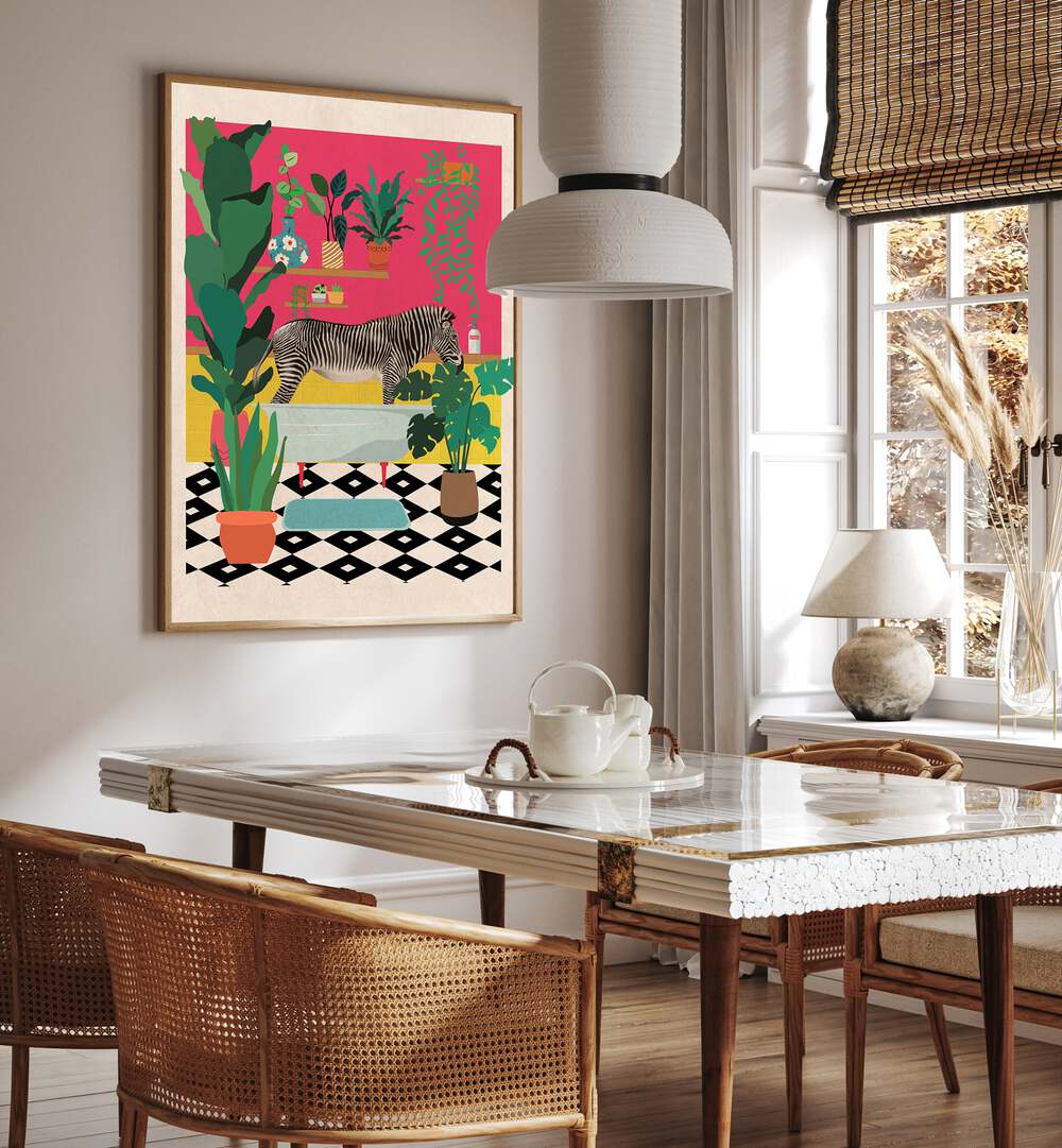 ZEBRA BATHTIME, KIDS ROOM PAINTINGS brighten your child’s space with playful art featuring a zebra enjoying bath time.