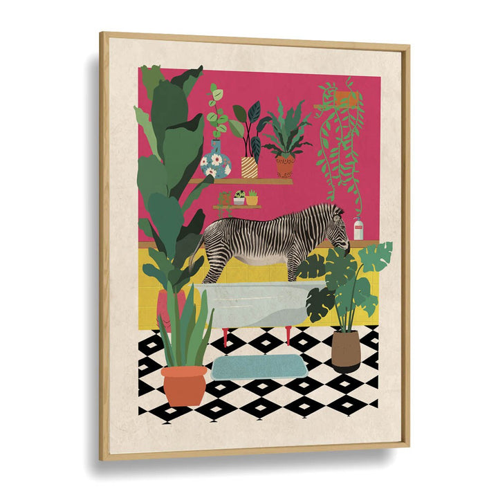 Whimsical Zebra Bathtime art print, perfect for kids' room, adds joy and imagination to your child's space.