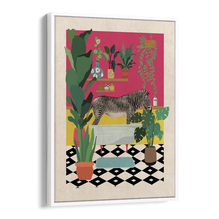 Whimsical Zebra Bathtime art print, perfect for kids' room paintings, adds joy and imagination to any space.