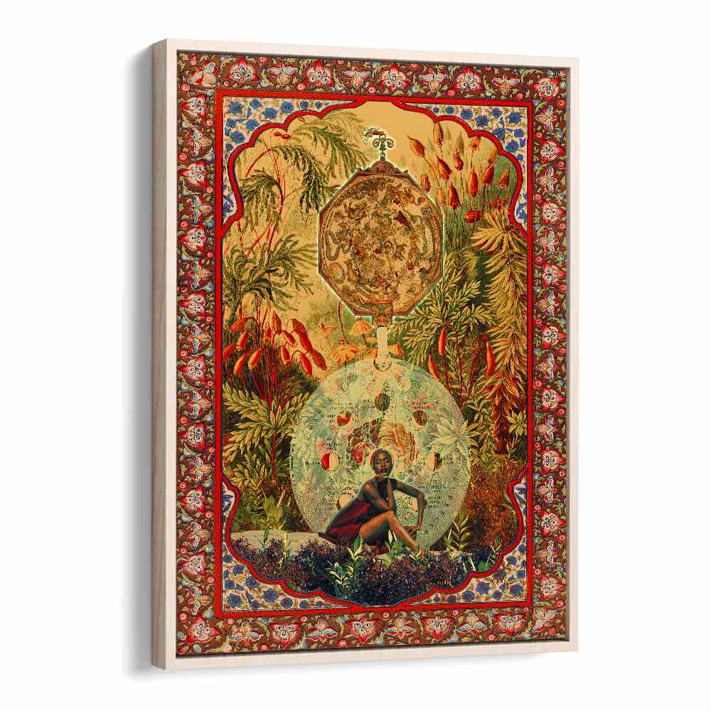 Zodiac Queen By Cosmo Zach Surreal Art Prints Surrealism in Oak Wood Floater Frame