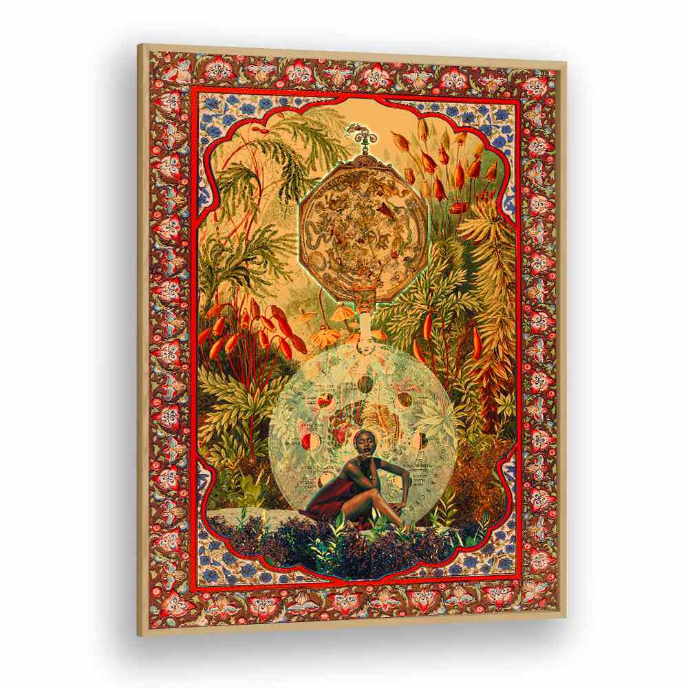 Zodiac Queen By Cosmo Zach Surreal Art Prints Surrealism in Oak Wood Plain Frame