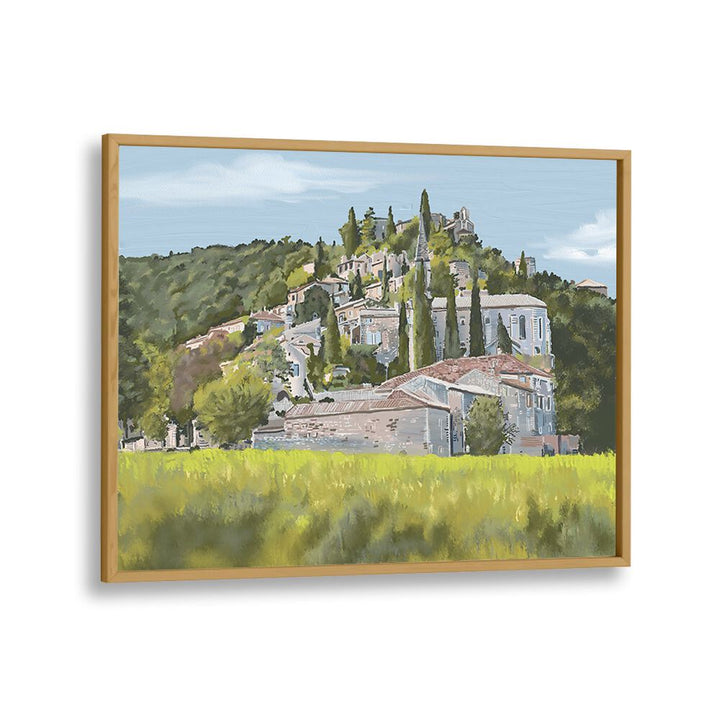 A YESA Landscape Paintings in oak wood frame, showcasing stunning nature art to enhance your space beautifully.
