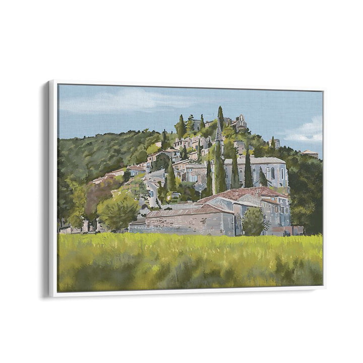 A YESA Landscape Paintings in a white floater frame, showcasing stunning natural beauty for your home decor.